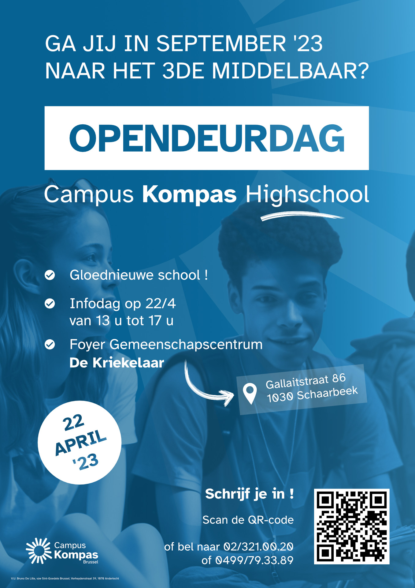 Flyer Opendeurdag Campus Kompas Tiener op 18 maart 2023